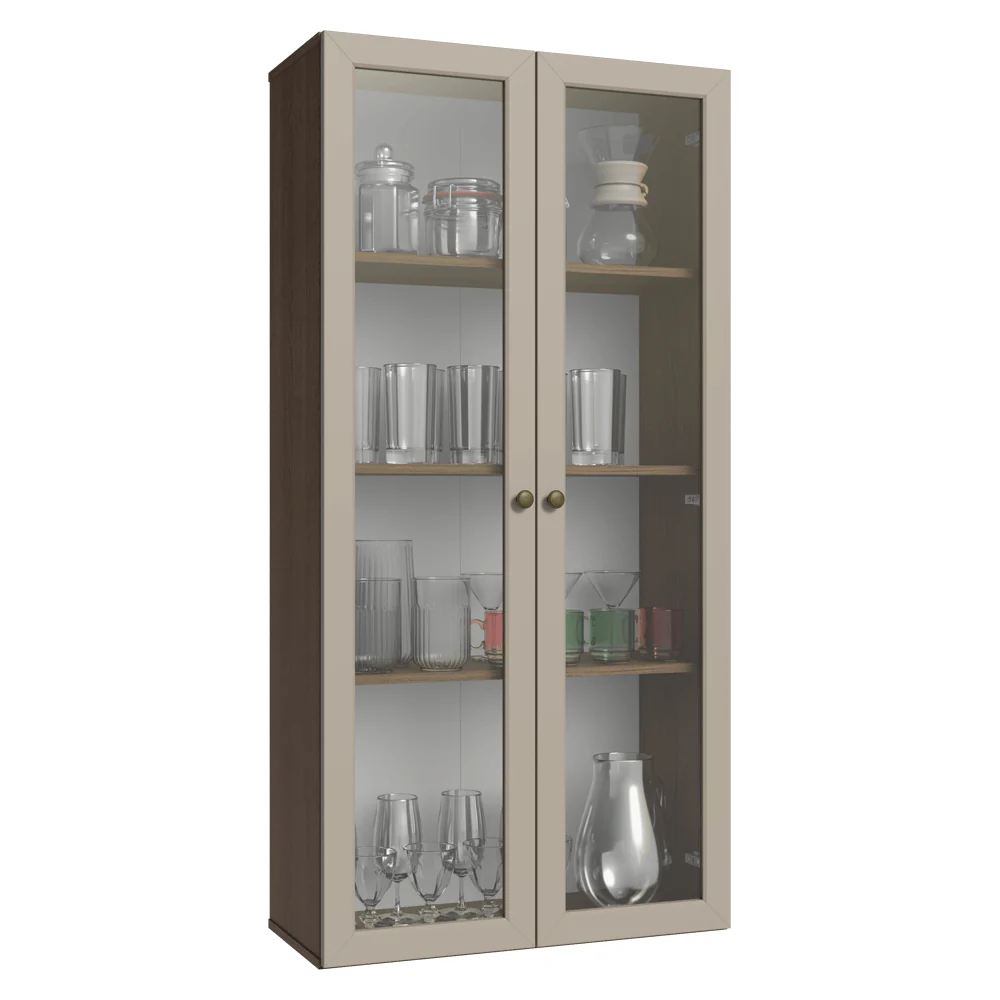 Cristaleira Suspensa 70 cm 2 Portas de Vidro Rustic/Crema Vik Madesa - Image 2