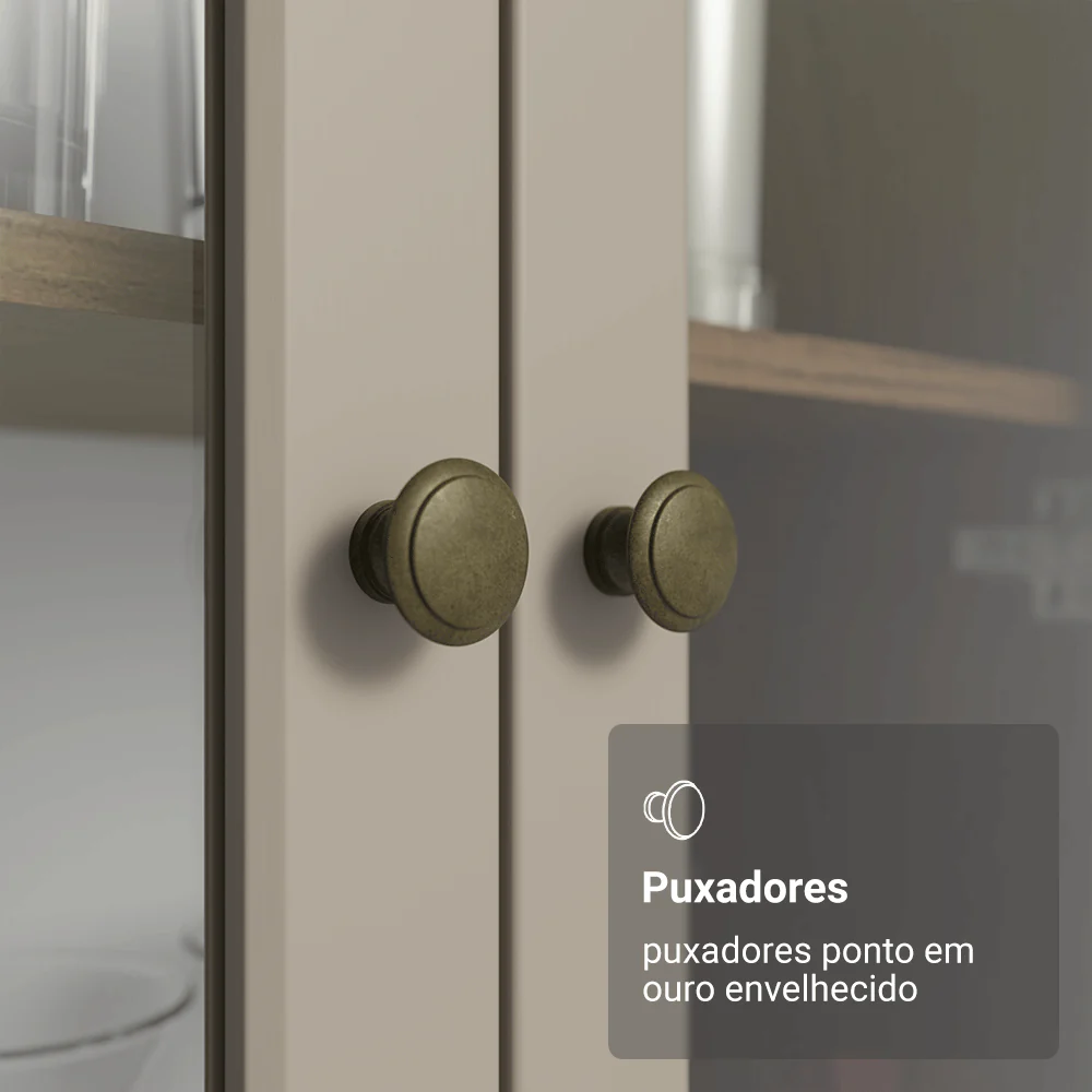 Cristaleira Suspensa 70 cm 2 Portas de Vidro Rustic/Crema Vik Madesa - Image 6