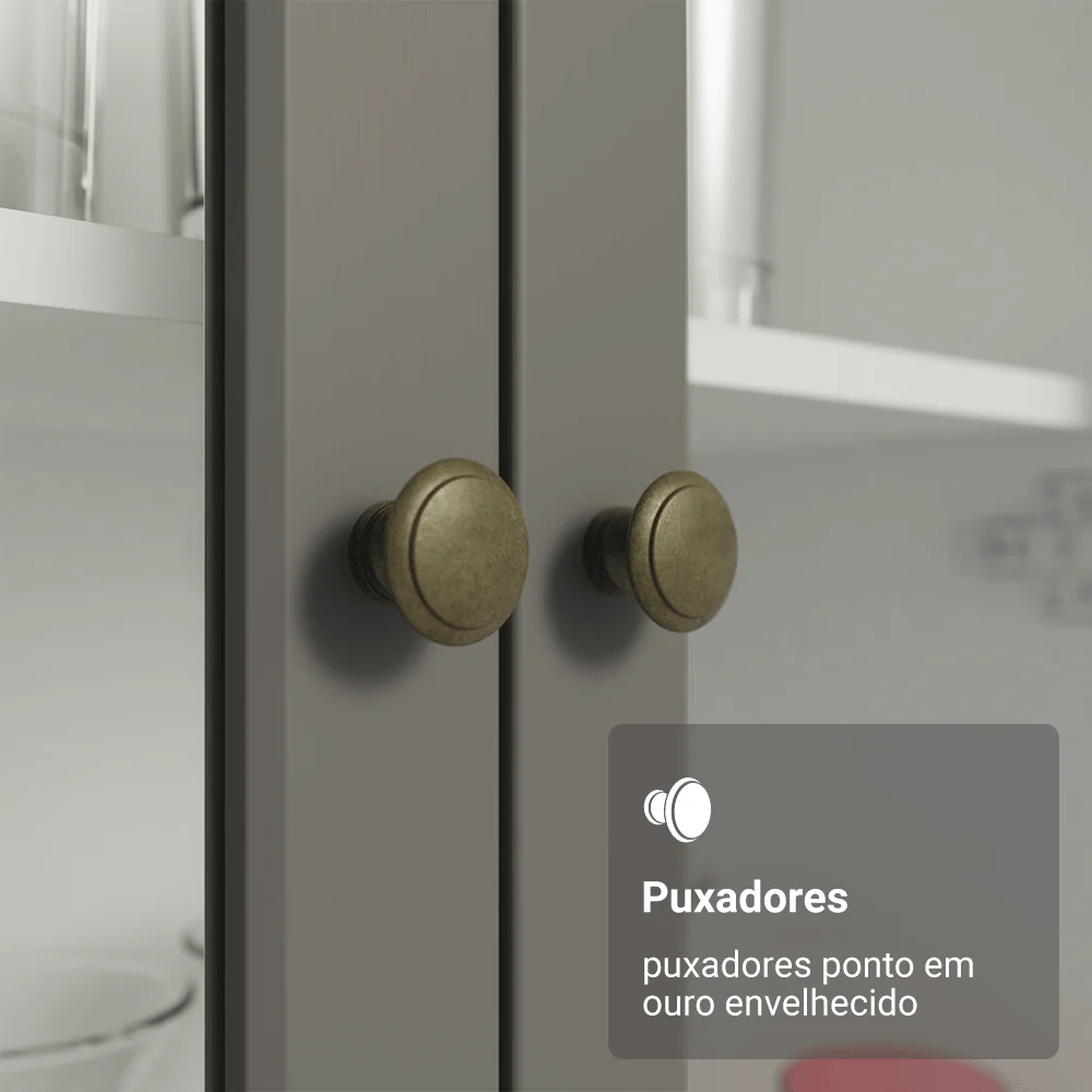 Cristaleira Suspensa 70 cm 2 Portas de Vidro Branco/Cinza Vik Madesa - Image 8