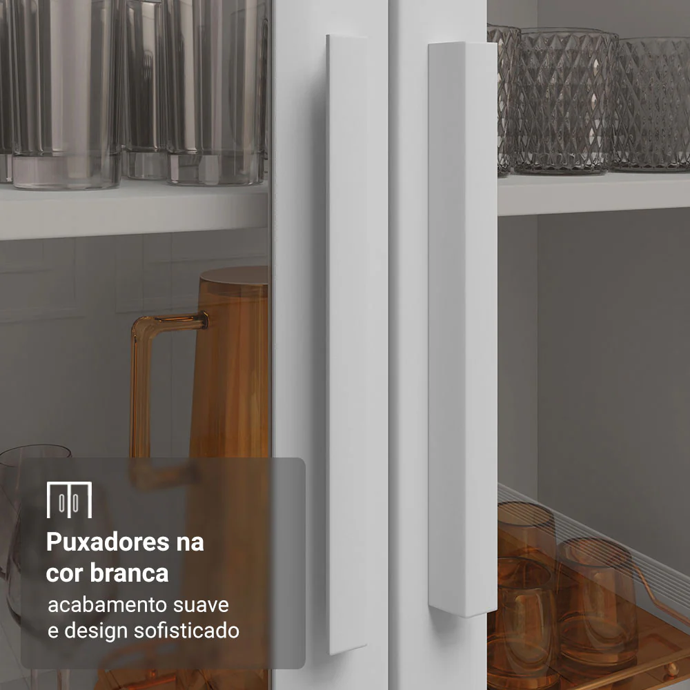 Cristaleira Suspensa 70 cm 2 Portas de Vidro Branco Madesa - Image 6