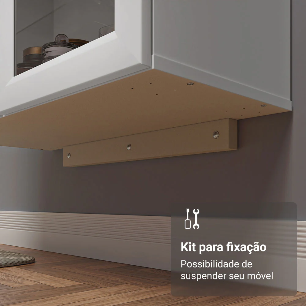 Cristaleira Suspensa 70 cm 2 Portas de Vidro Branco Madesa - Image 8