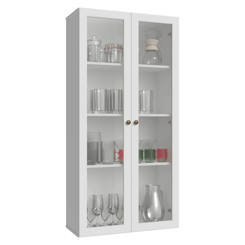 Cristaleira Suspensa 70 cm 2 Portas de Vidro Branco Vik Madesa - Image 2
