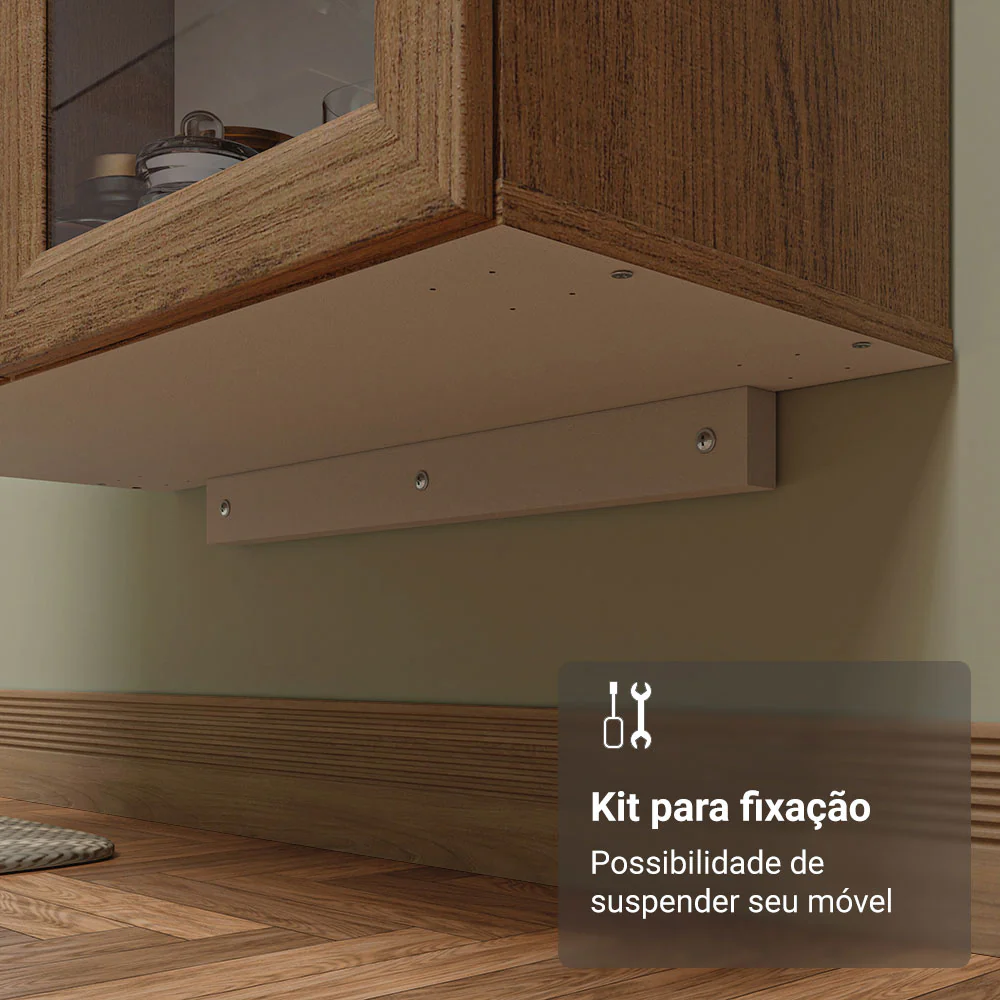 Cristaleira Suspensa 70 cm 2 Portas de Vidro Rustic Madesa - Image 8