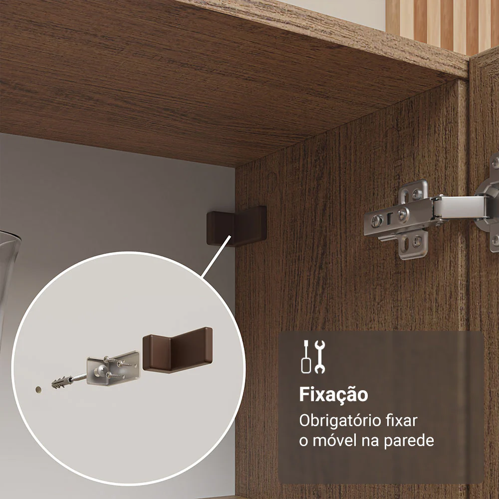 Cristaleira Suspensa 70 cm 2 Portas de Vidro Rustic Madesa - Image 9