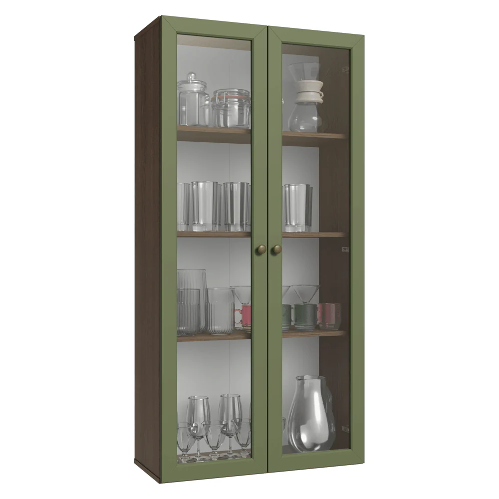 Cristaleira Suspensa 70 cm 2 Portas de Vidro Rustic/Verde Vik Madesa - Image 2