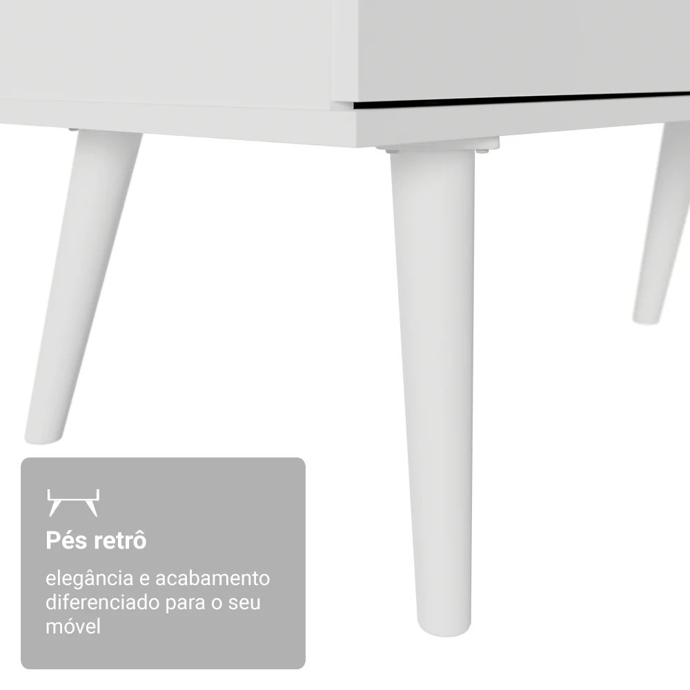 Escrivaninha Em L Mesa Para Computador Gamer 3 Gavetas Branco Lisboa Madesa - Image 8
