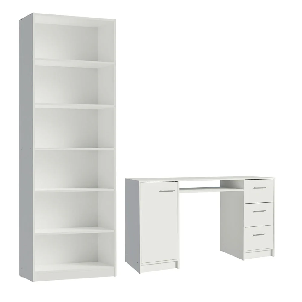 Escrivaninha Madesa Alaska + Estante Livreiro 6908 Branco - Image 10