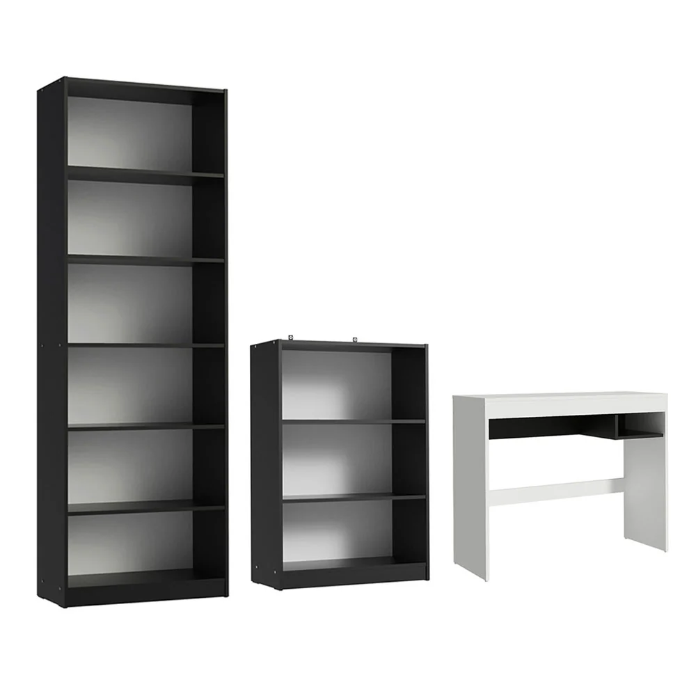 Escrivaninha Madesa Rubi + Estante 6908 + Estante 6907 Preto/Branco - Image 11