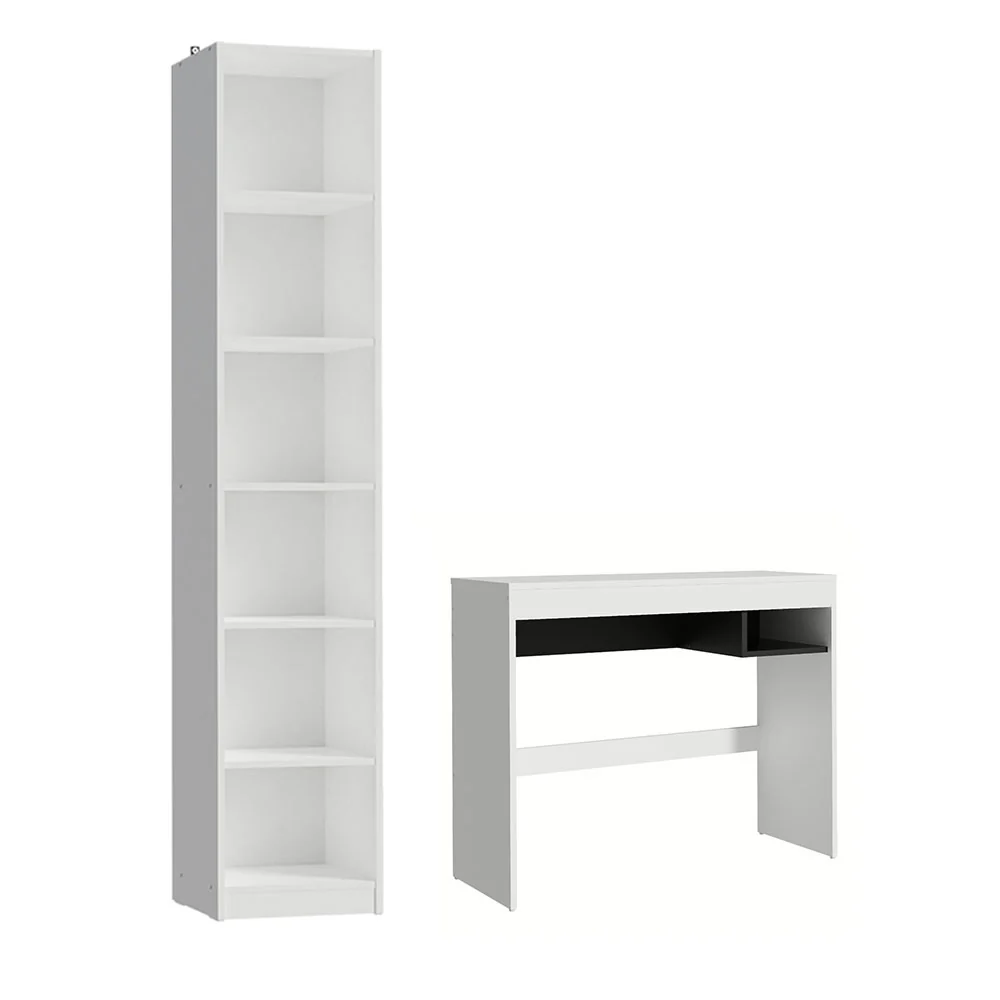 Escrivaninha Madesa Rubi + Estante Livreiro 6906 Branco - Image 11