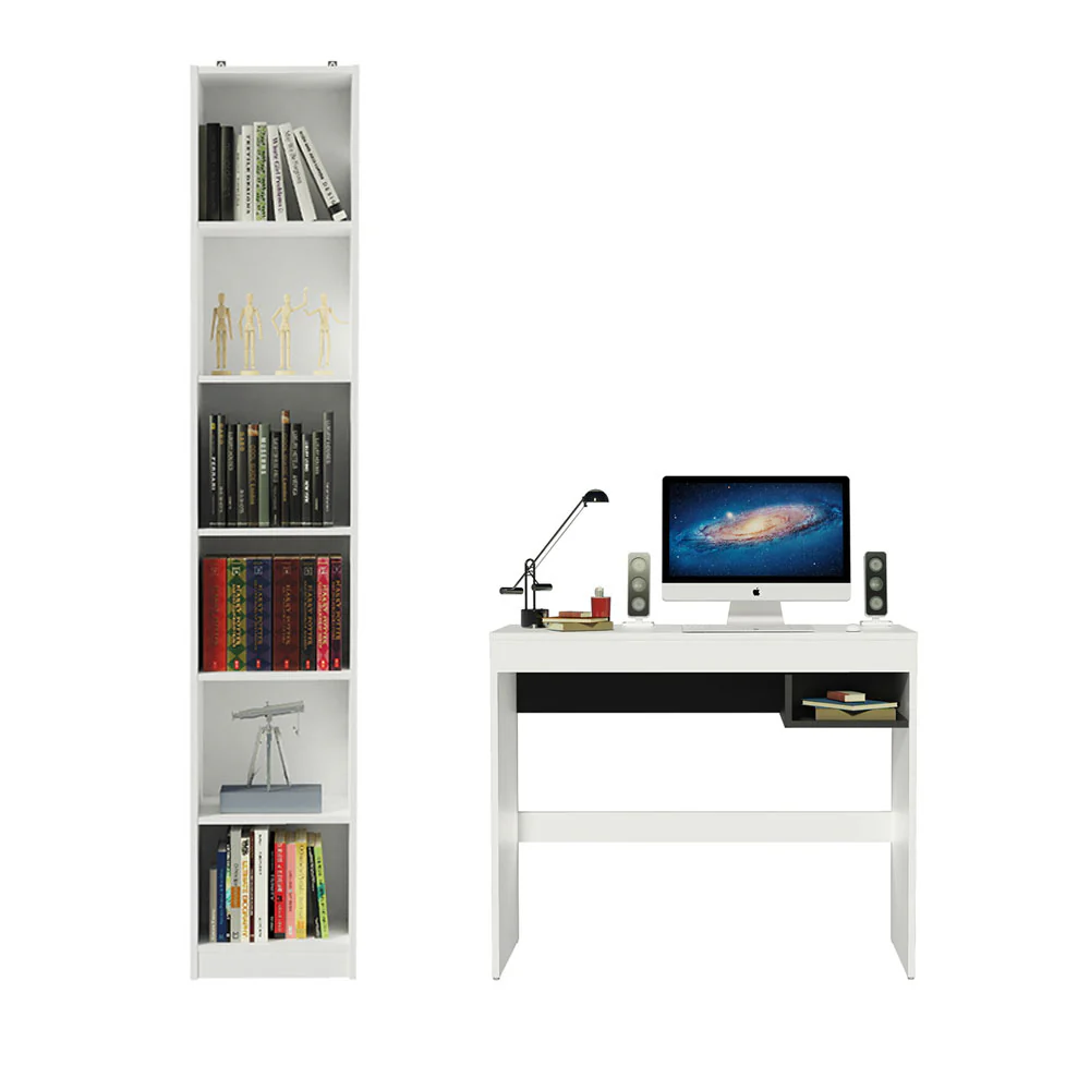 Escrivaninha Madesa Rubi + Estante Livreiro 6906 Branco - Image 4