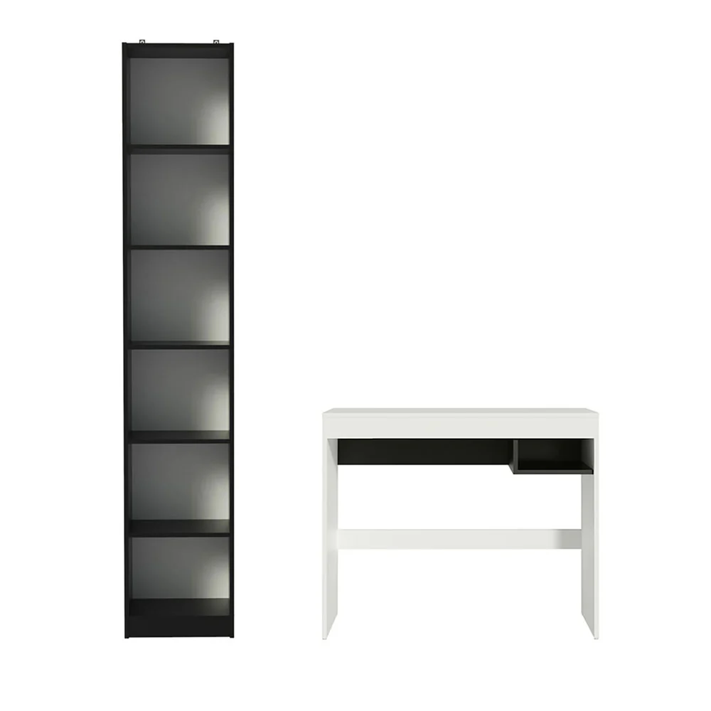 Escrivaninha Madesa Rubi + Estante Livreiro 6906 Branco/Preto - Image 12