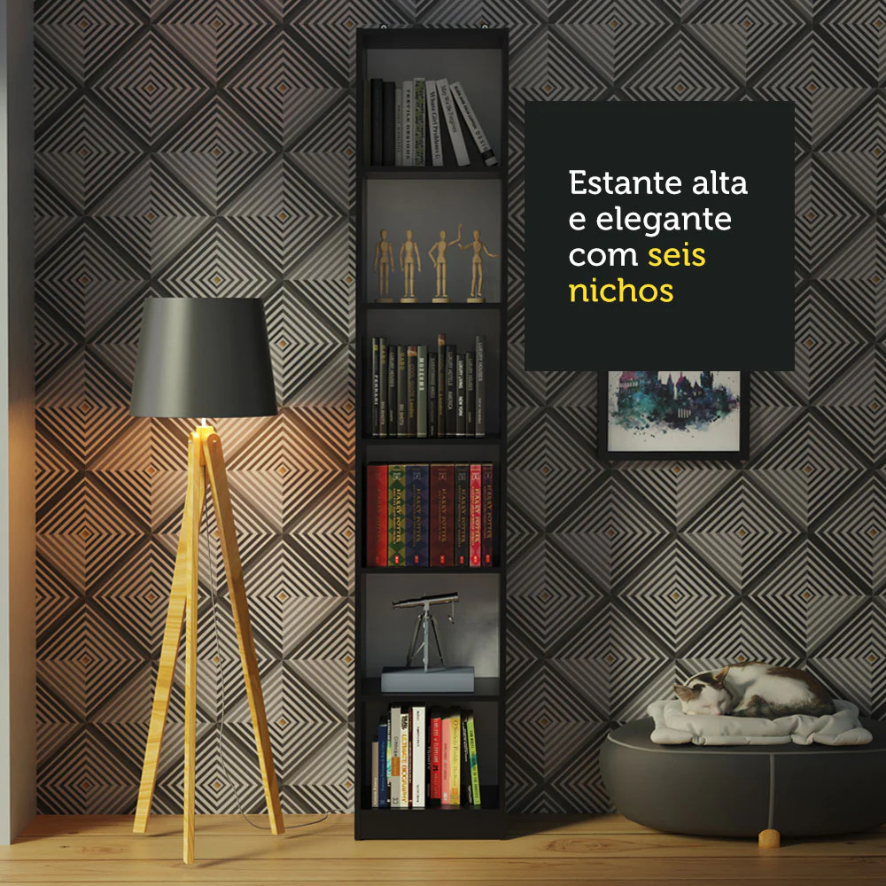 Escrivaninha Madesa Rubi + Estante Livreiro 6906 Branco/Preto - Image 7