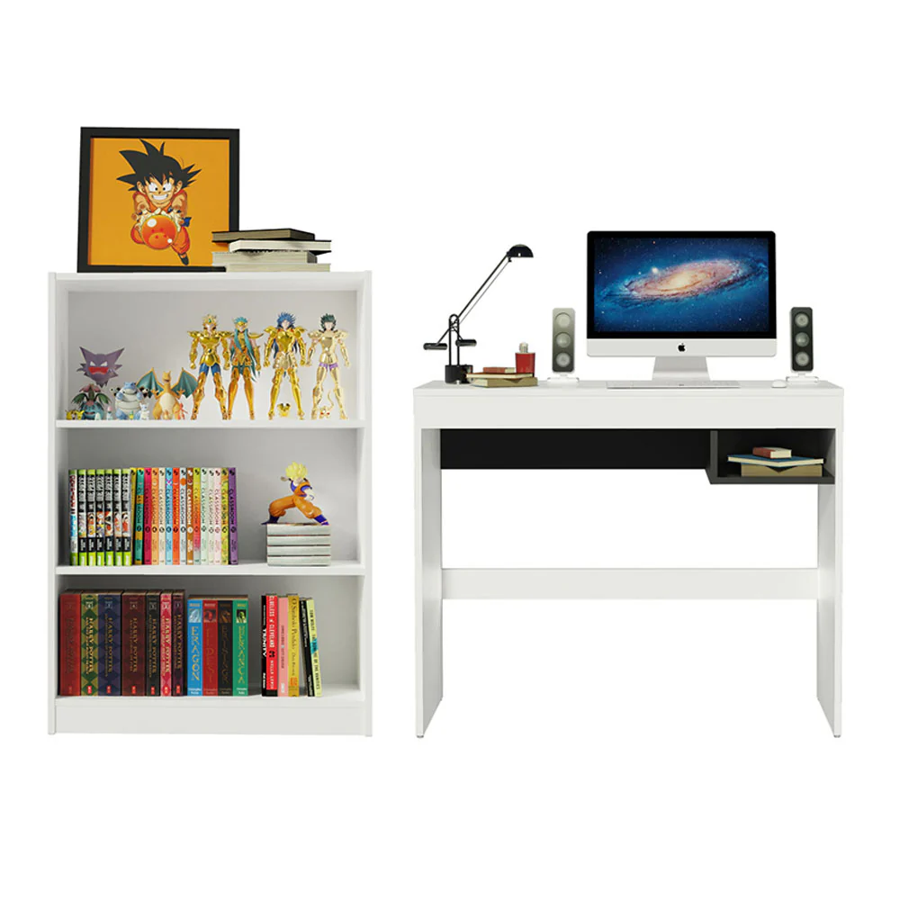 Escrivaninha Madesa Rubi + Estante Livreiro 6907 Branco - Image 4