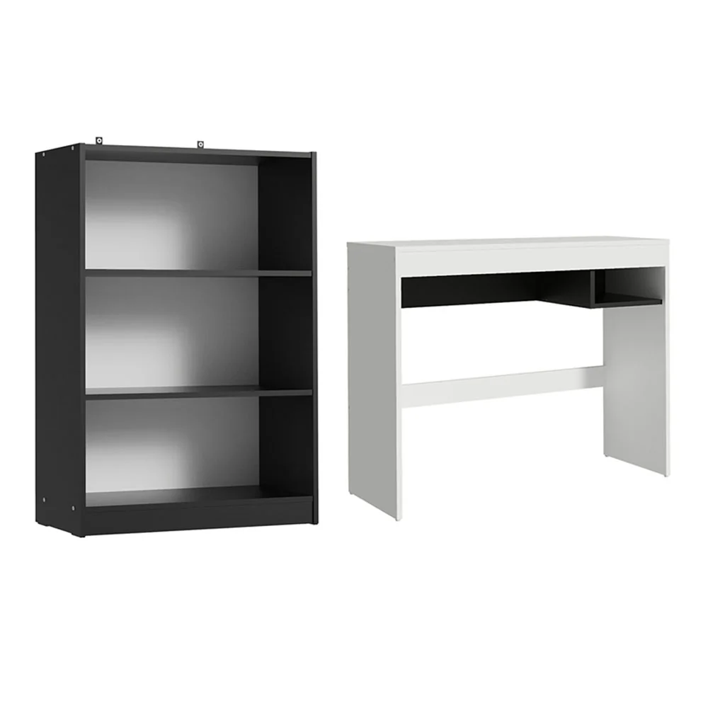 Escrivaninha Madesa Rubi + Estante Livreiro 6907 Branco/Preto - Image 11