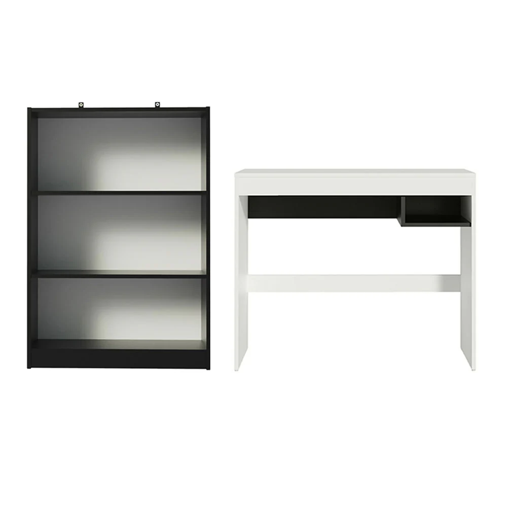 Escrivaninha Madesa Rubi + Estante Livreiro 6907 Branco/Preto - Image 12