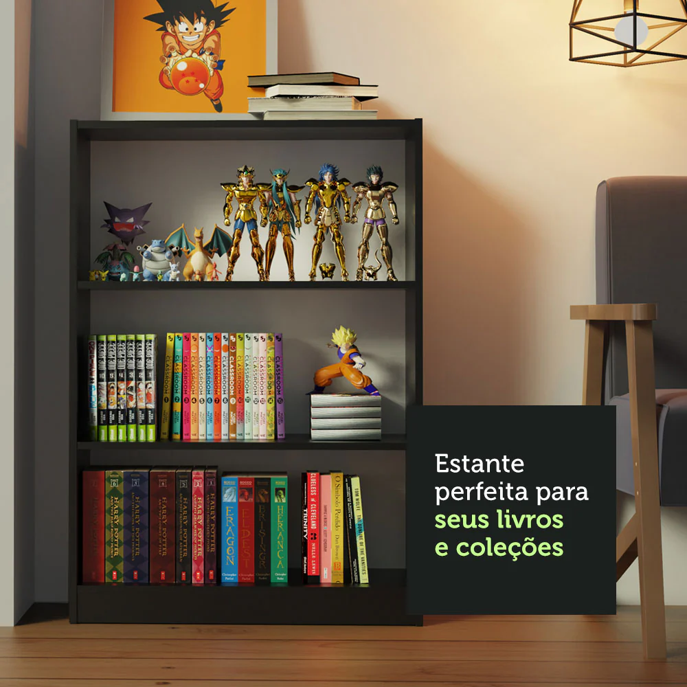 Escrivaninha Madesa Rubi + Estante Livreiro 6907 Branco/Preto - Image 7