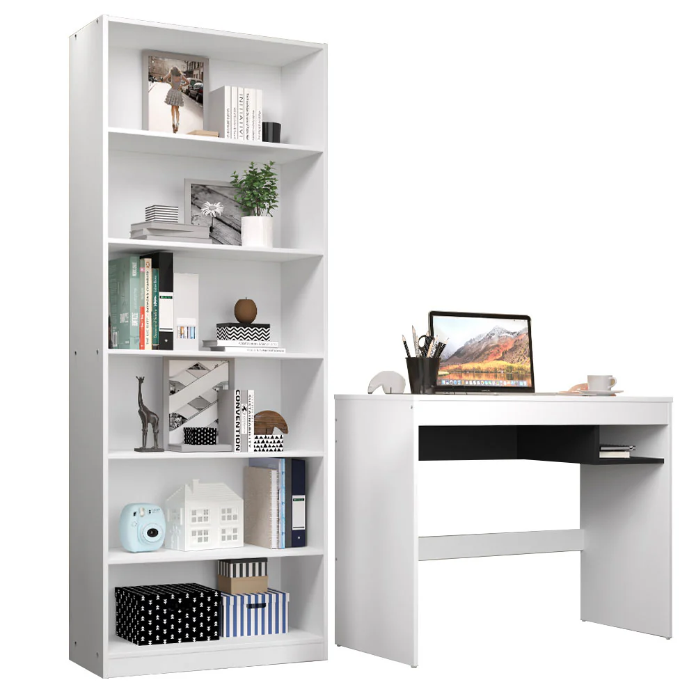 Escrivaninha Madesa Rubi + Estante Livreiro 6908 Branco - Image 2