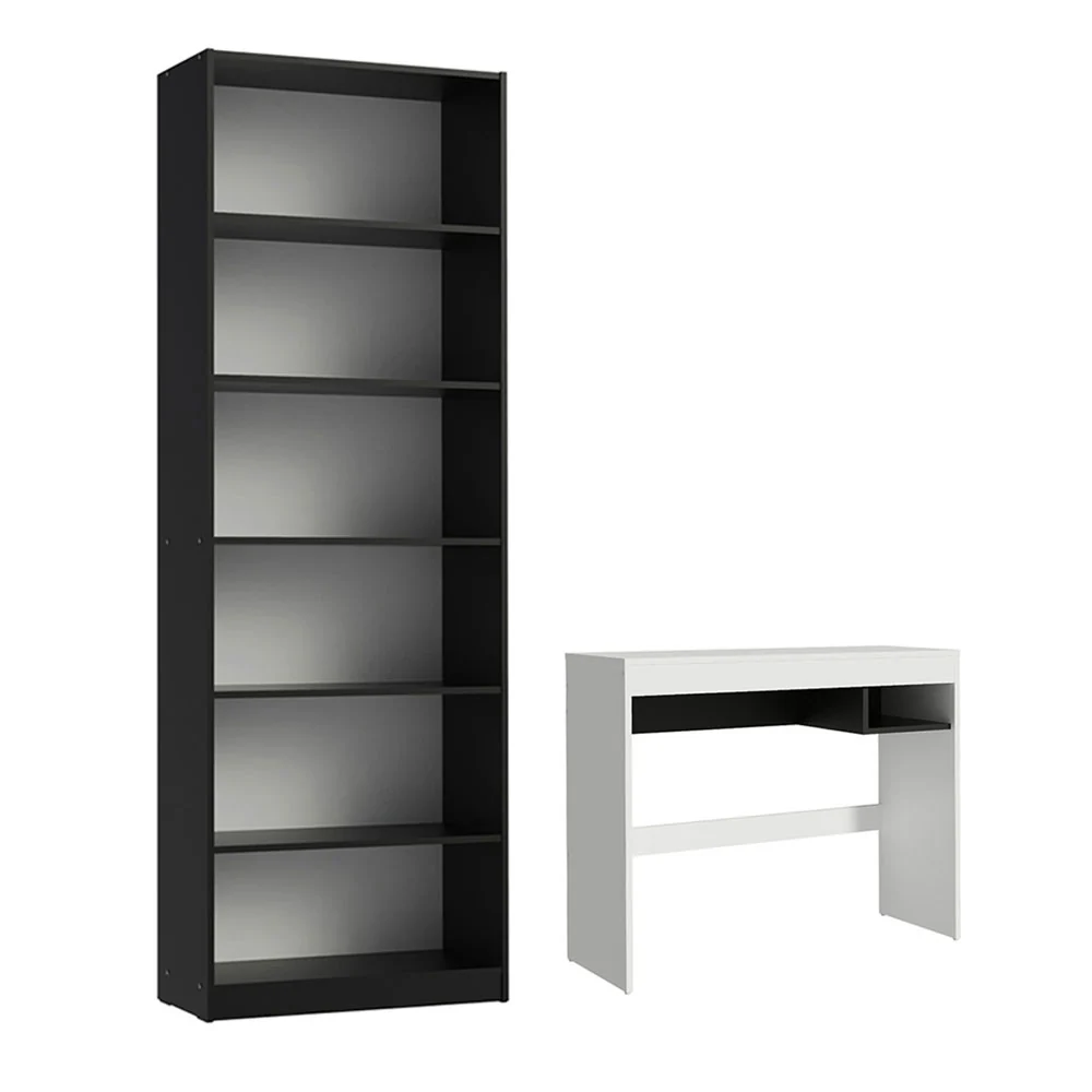 Escrivaninha Madesa Rubi + Estante Livreiro 6908 Branco/Preto - Image 11