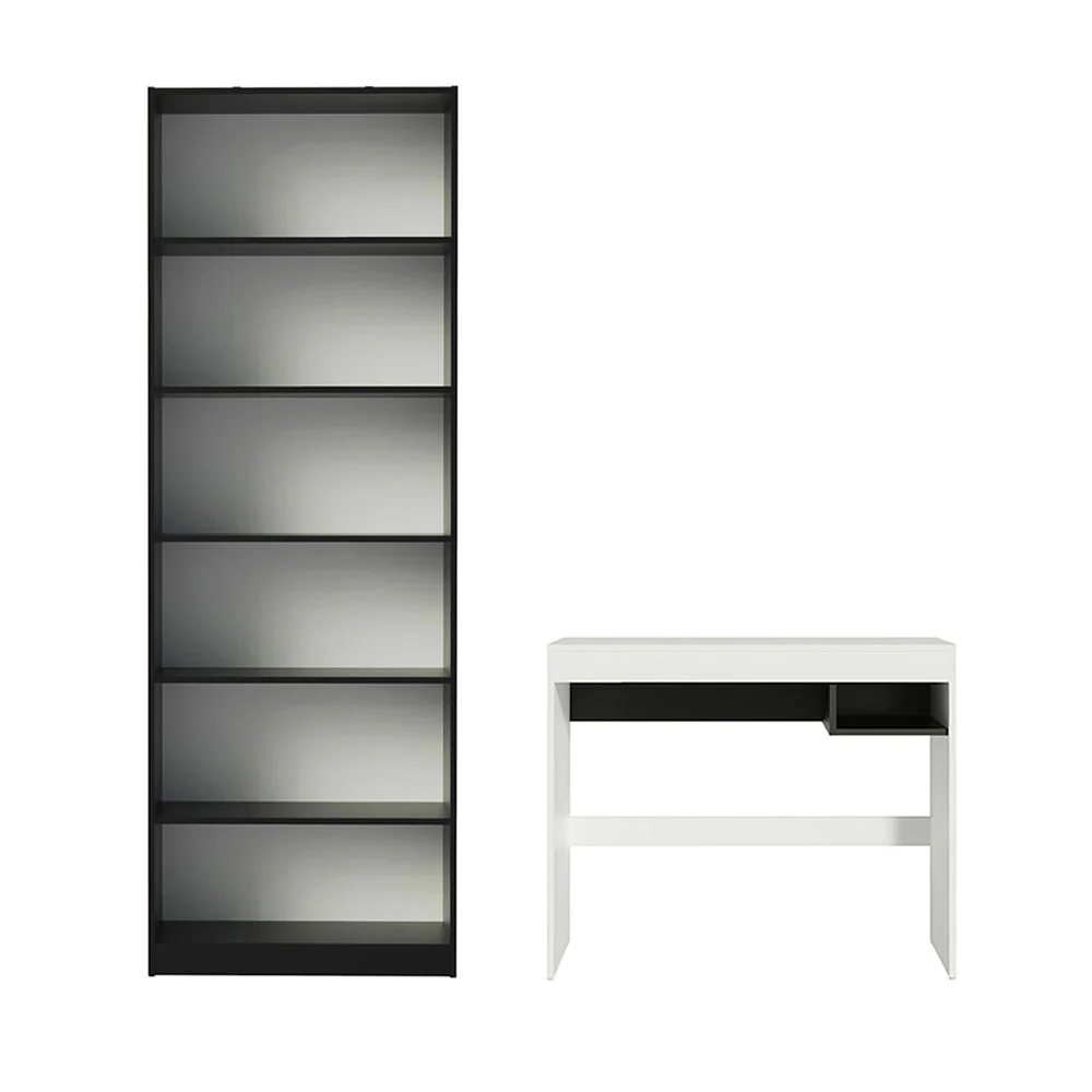 Escrivaninha Madesa Rubi + Estante Livreiro 6908 Branco/Preto - Image 12
