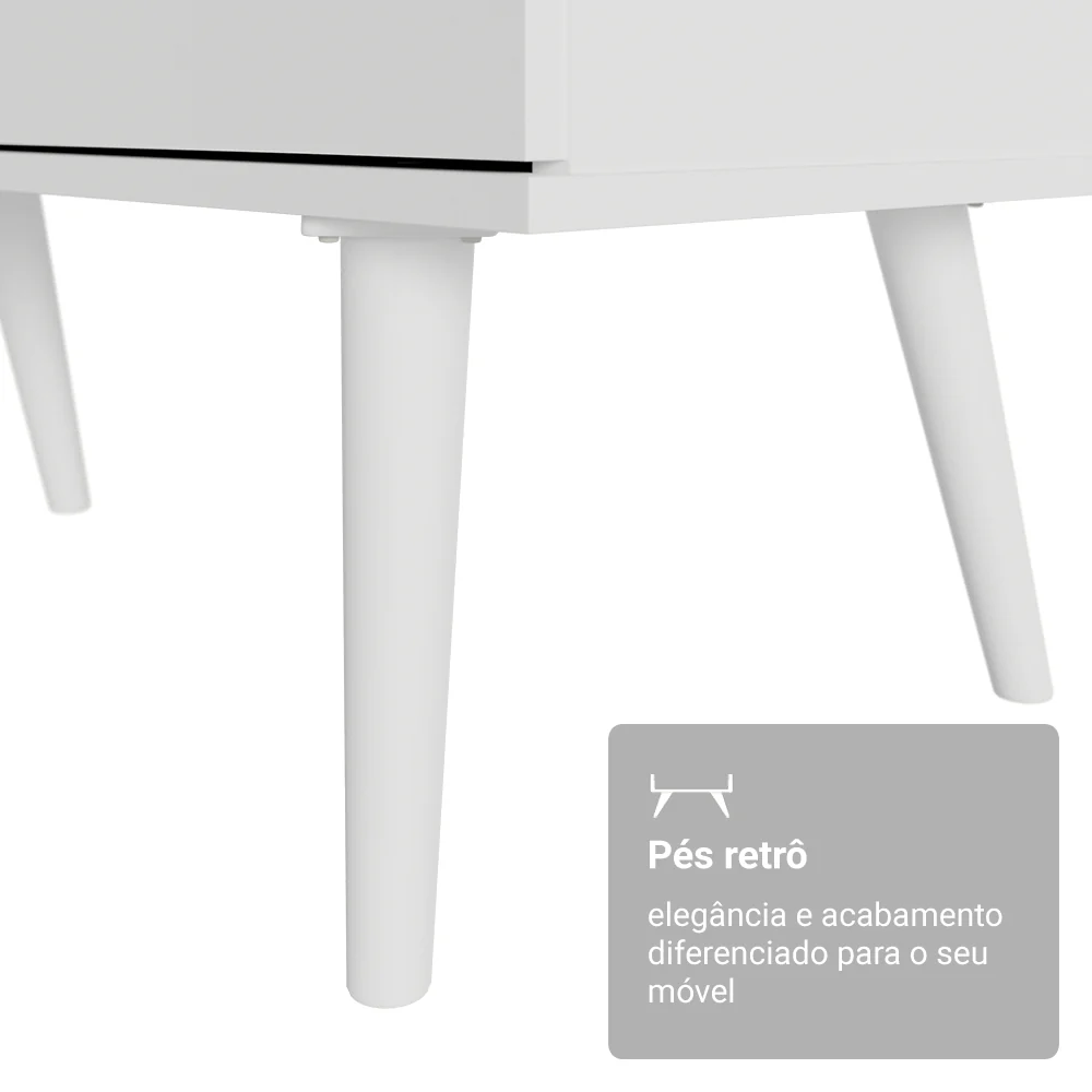 Escrivaninha Mesa de Escritório de Canto 3 Gavetas Branca Lisboa Madesa - Image 8