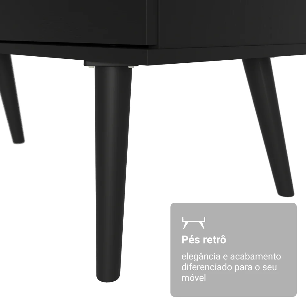 Escrivaninha Mesa de Escritório de Canto 3 Gavetas Preto Lisboa Madesa - Image 8