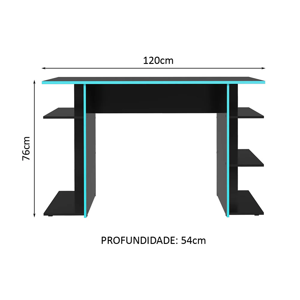 Escrivaninha Mesa para Computador Gamer Preto/Azul 9424 Madesa - Image 3