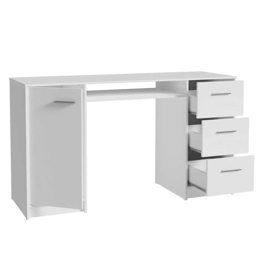 Escrivaninha Penteadeira 136cm 1 Porta 3 Gavetas Branco Madesa - Image 9