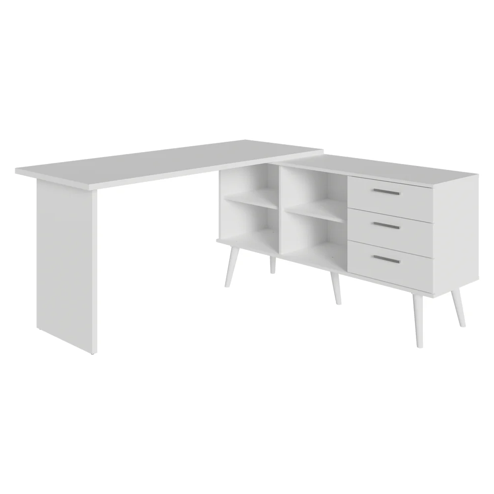 Escrivaninha Penteadeira de Canto 3 Gavetas Branco Madesa - Image 10
