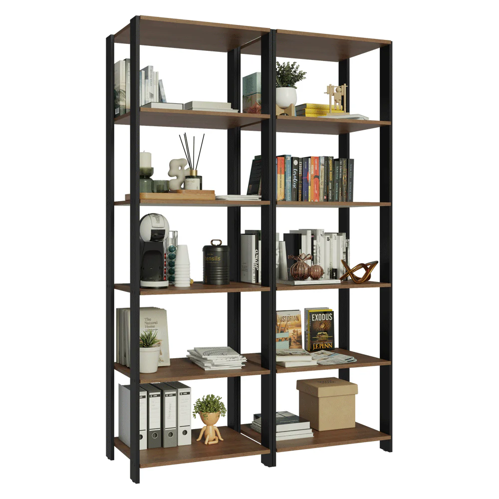 Estante Armário Multiuso para Escritório 118cm 10 Prateleiras Rustic/Preto Madesa - Image 8
