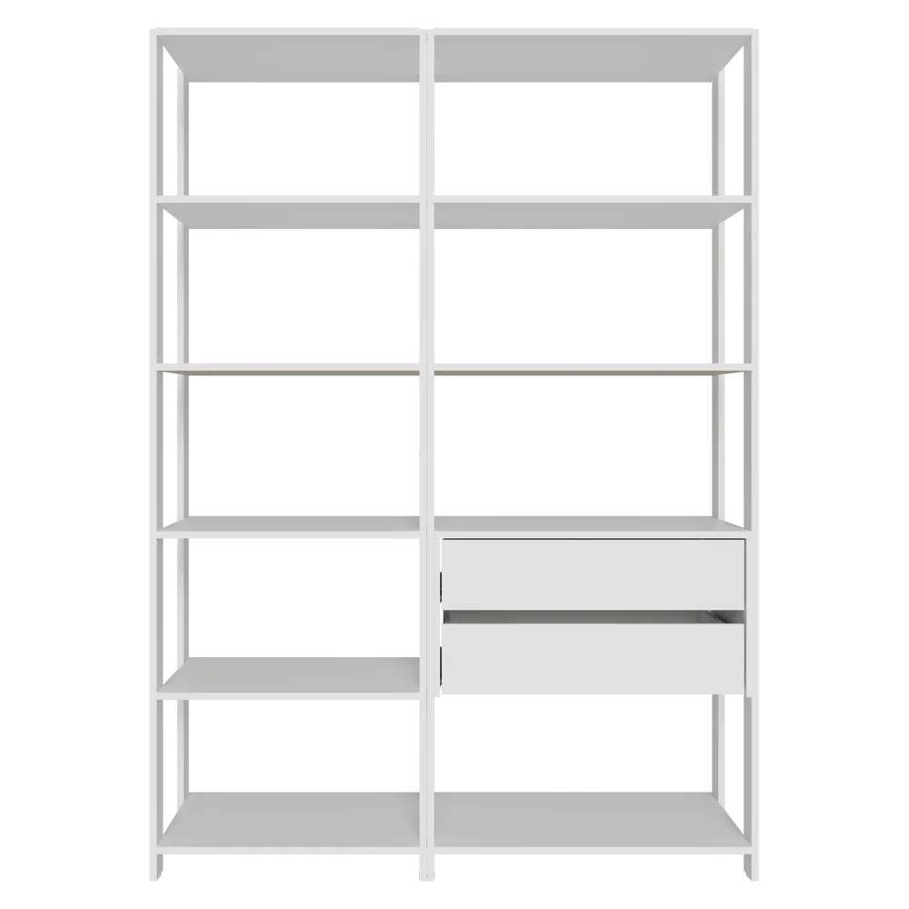Estante Armário Multiuso para Escritório 129cm 9 Prateleiras 2 Gavetas Branco Madesa - Image 7
