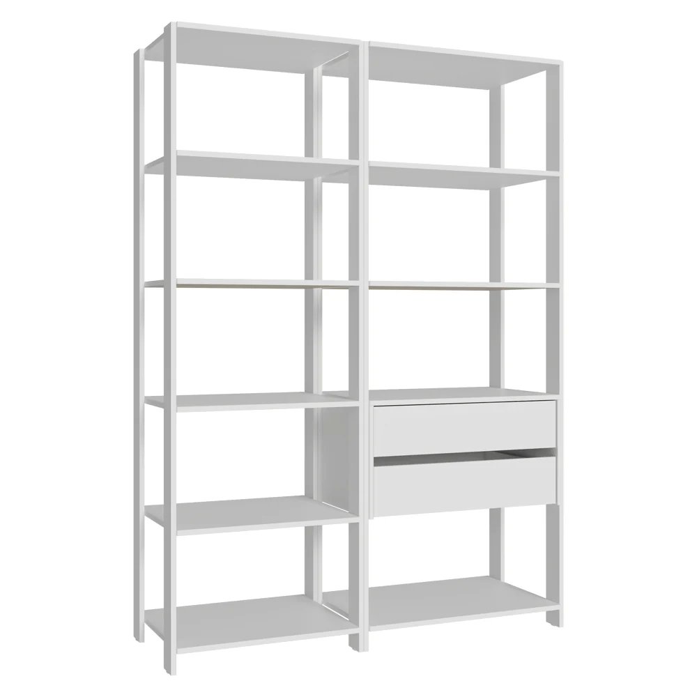 Estante Armário Multiuso para Escritório 129cm 9 Prateleiras 2 Gavetas Branco Madesa - Image 9