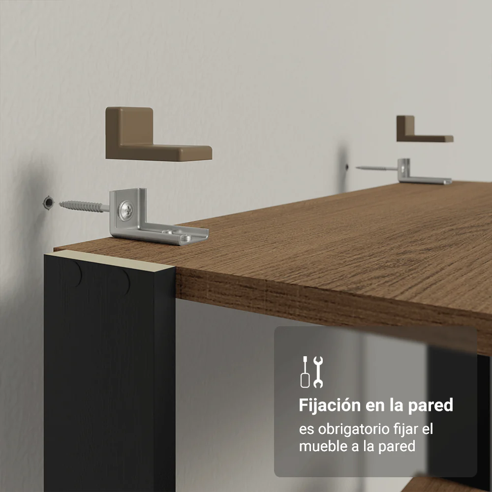 Estante Armário Multiuso para Escritório 59cm 5 Prateleiras Rustic/Preto Madesa - Image 5
