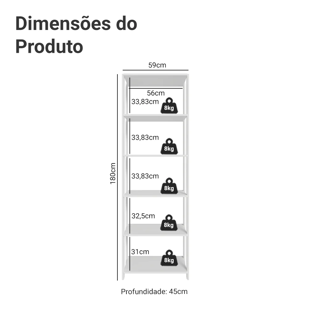 Estante Armário Multiuso para Lavanderia 59cm Branco Madesa - Image 3