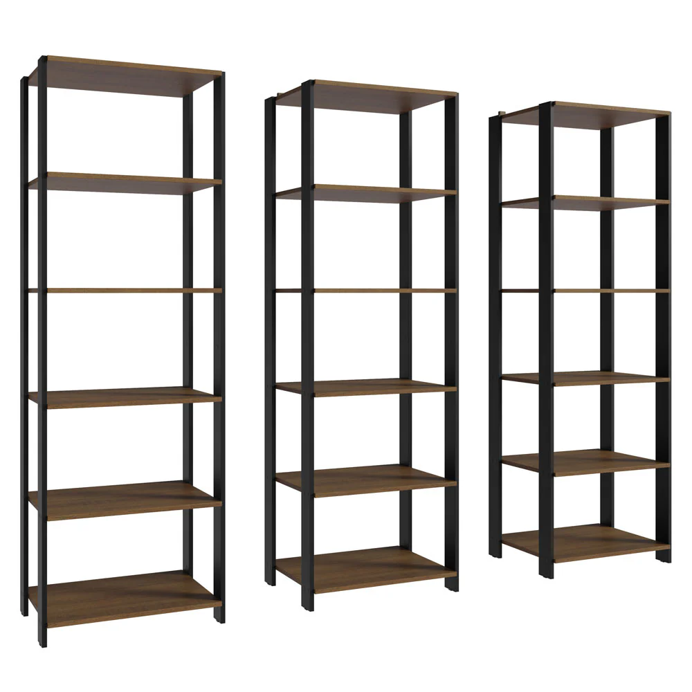 Estante Armário Multiuso para Livros 177cm Rustic/Preto Madesa - Image 4