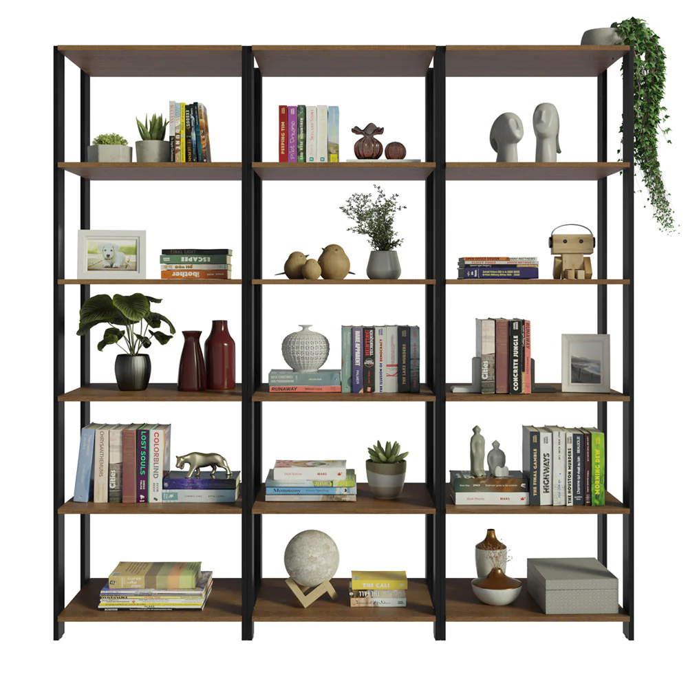 Estante Armário Multiuso para Livros 177cm Rustic/Preto Madesa - Image 7