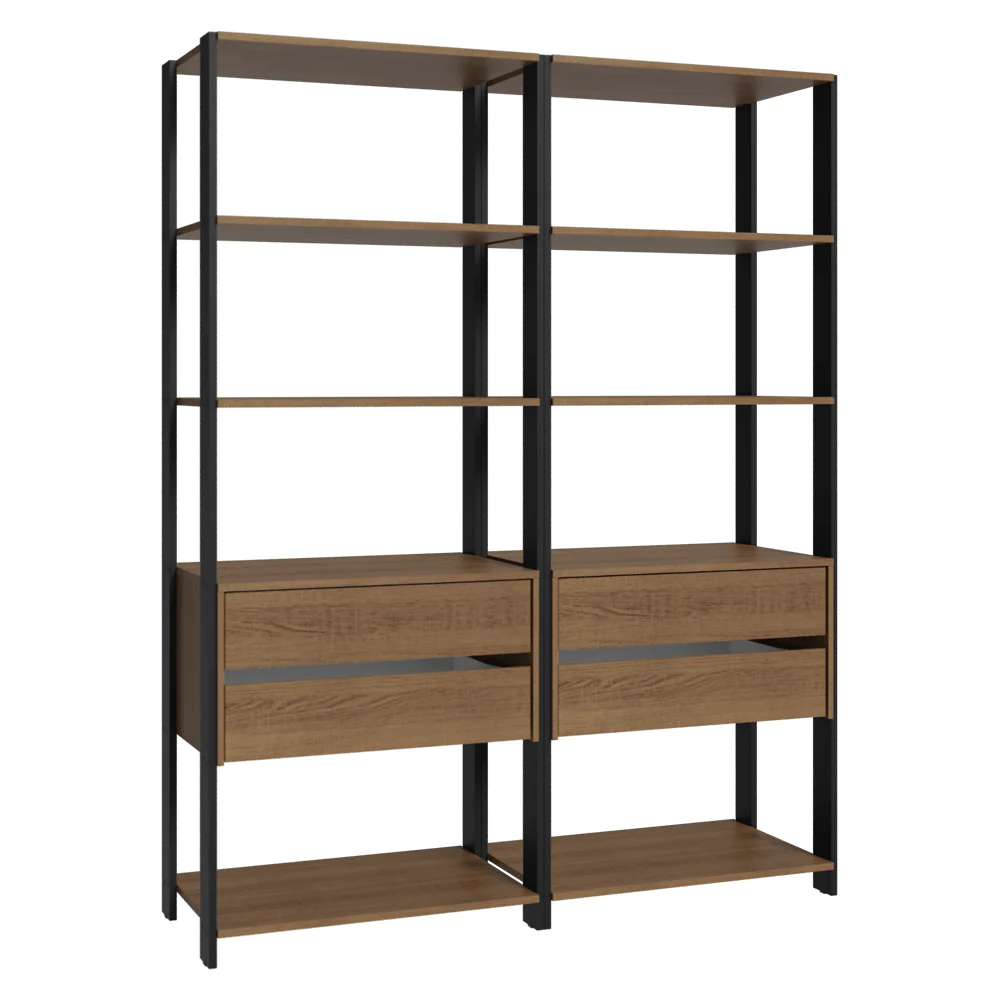 Estante Armário Multiuso para Livros 4 Gavetas 8 prateleiras 140cm Rustic/Preto Madesa - Image 10