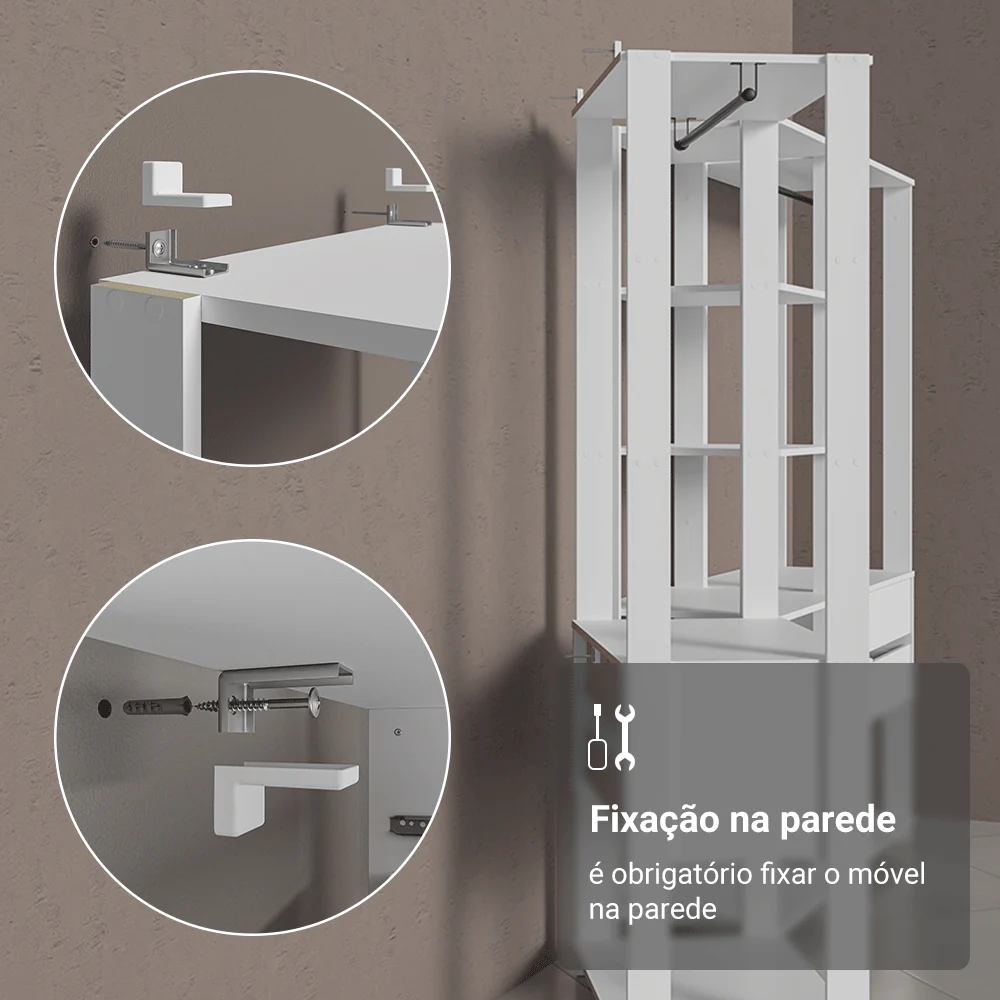 Estante Armário Multiuso para Livros 6 Gavetas 12 Prateleiras 210cm Branco Madesa - Image 6