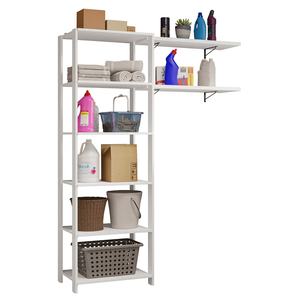 Estante Armário Multiuso e Prateleiras para Lavanderia 139cm Branco Madesa - Image 2