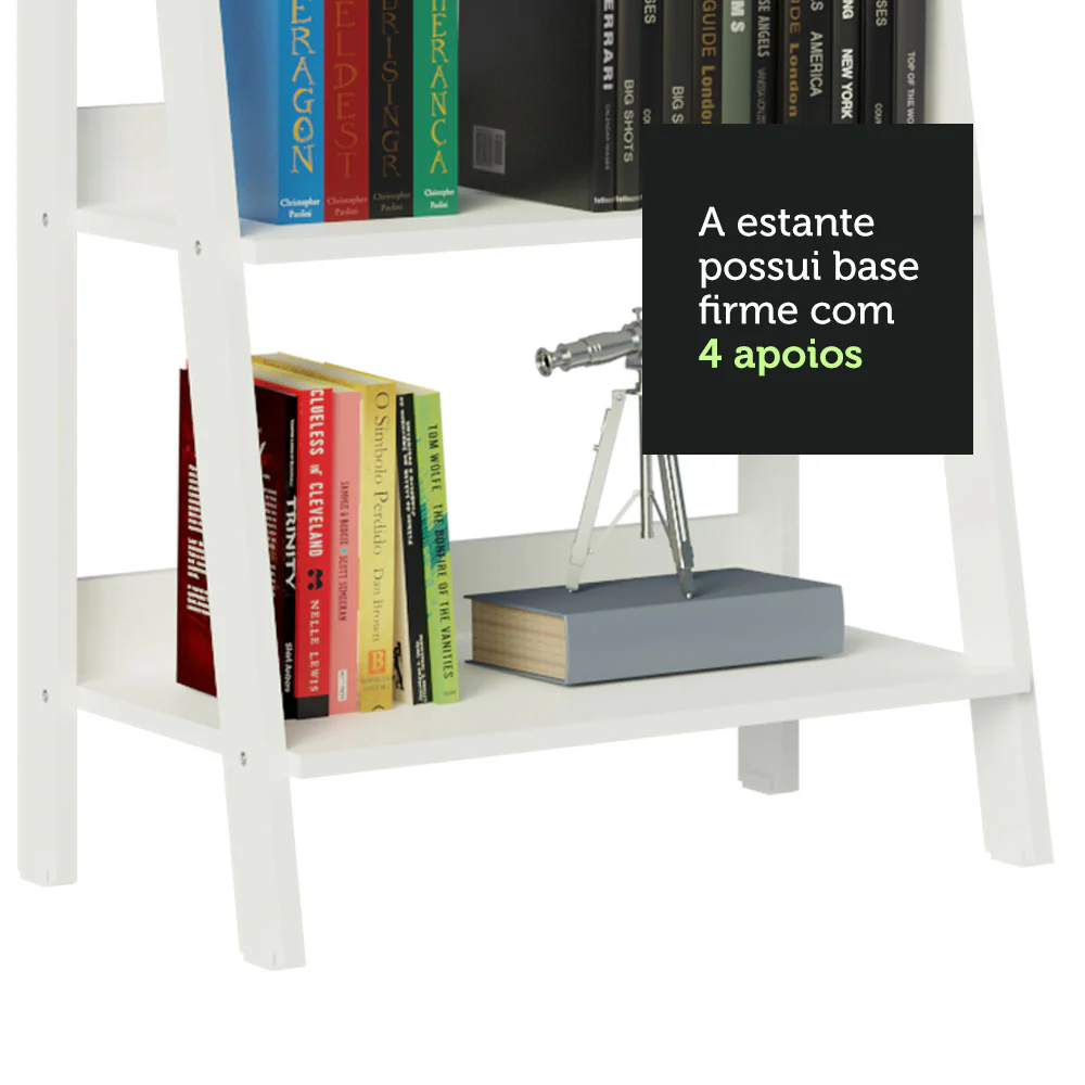 Estante Escada para Livros com 4 Prateleiras Madesa Branco - Image 7