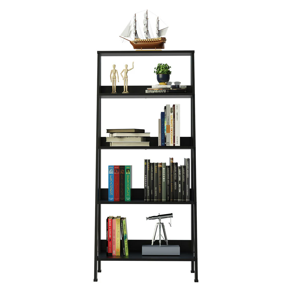 Estante Escada para Livros com 4 Prateleiras Madesa Preto - Image 4