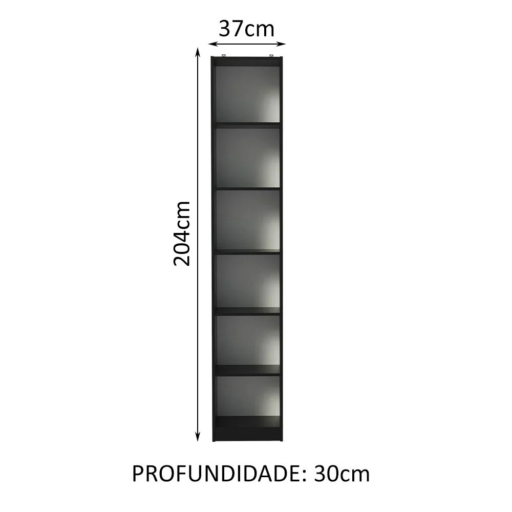 Estante Livreiro Madesa 6906 com 6 Nichos Preto - Image 3