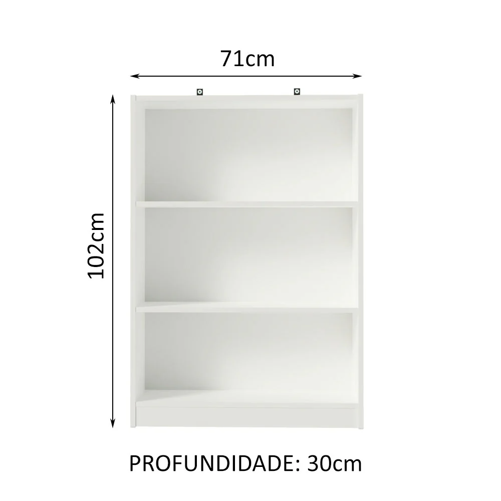 Estante Livreiro Madesa 6907 com 3 Nichos Branco - Image 3