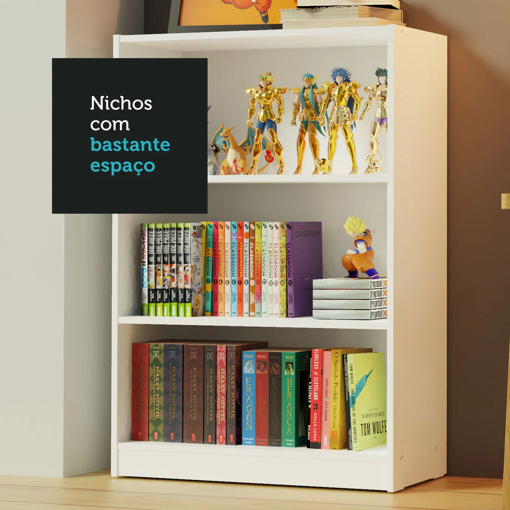 Estante Livreiro Madesa 6907 com 3 Nichos Branco - Image 5