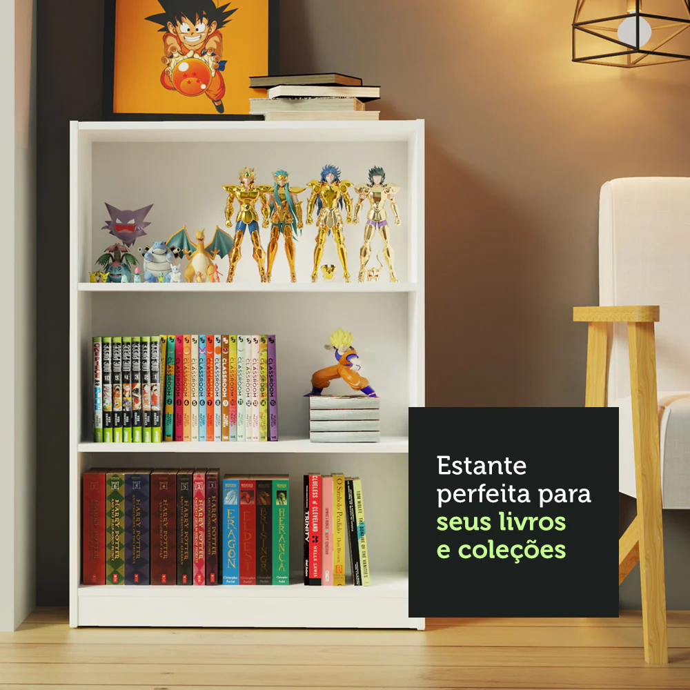Estante Livreiro Madesa 6907 com 3 Nichos Branco - Image 6