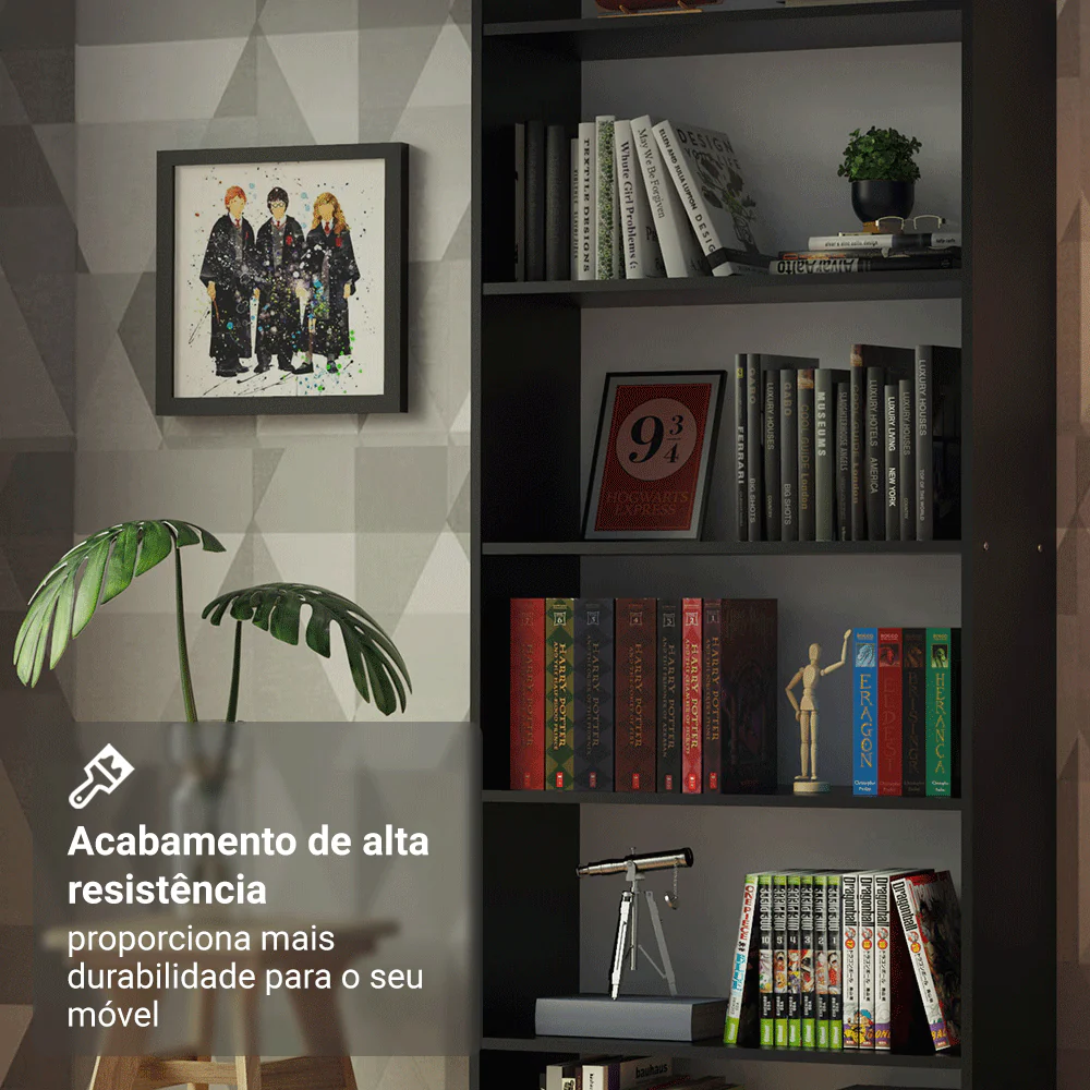 Estante Livreiro Madesa 6908 com 6 Nichos Preto - Image 7