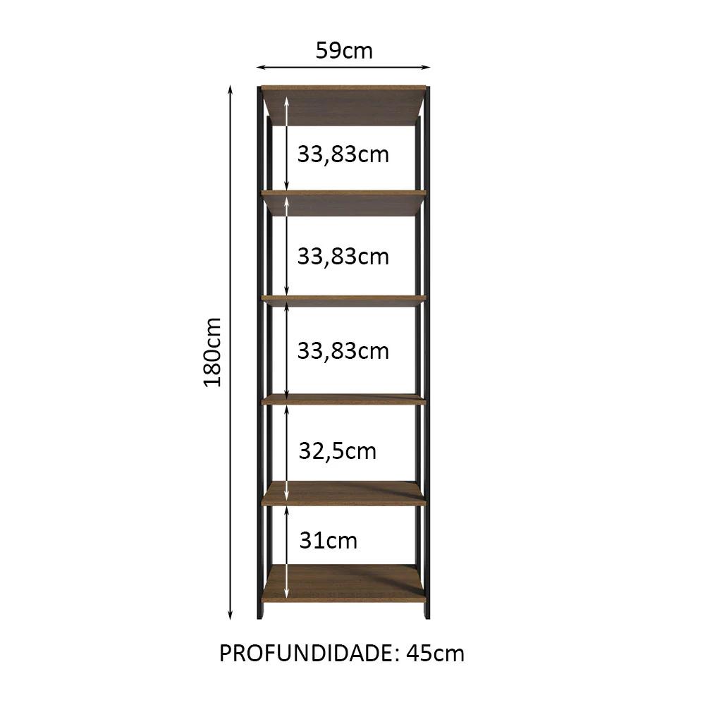 Estante Multiuso para Lavanderia 59cm Rustic/Preto Madesa - Image 3