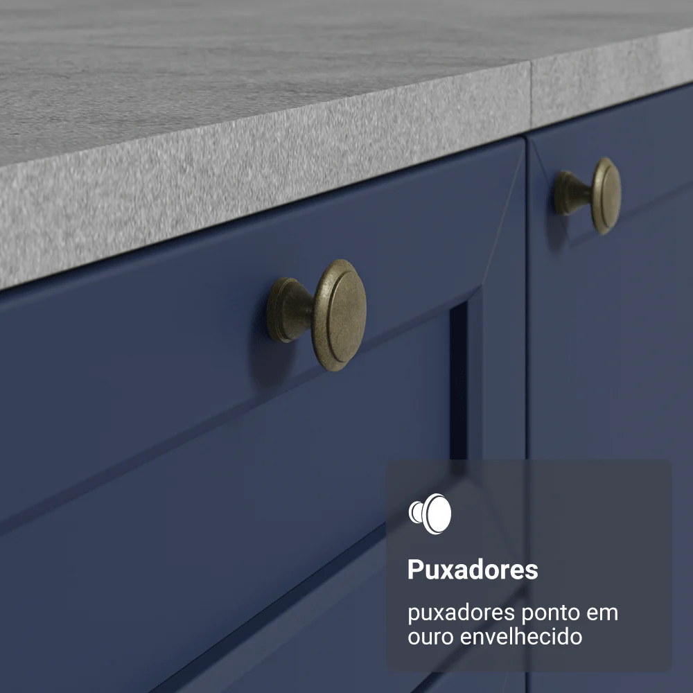Estante Sala de Estar com Rack + Cristaleira 230cm Branco/Azul Vik Madesa 01 - Image 7