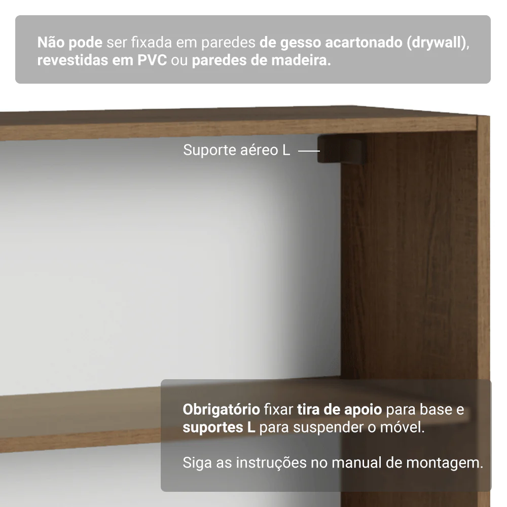 Estante Sala de Estar com Rack + Cristaleira 230cm Rustic/Azul/Rustic Vik Madesa 02 - Image 9