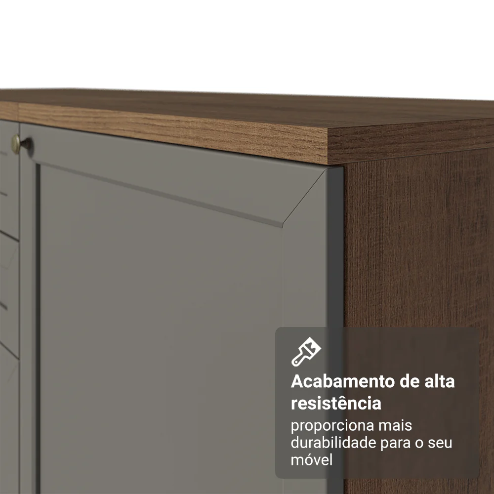 Estante Sala de Estar com Rack + Cristaleira 230cm Rustic/Cinza/Rustic Vik Madesa 02 - Image 8