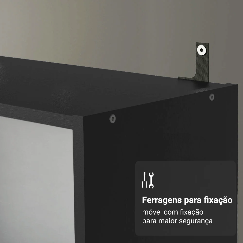 Estante Sapateira 3 Prateleiras Sem Portas Preto Madesa - Image 5